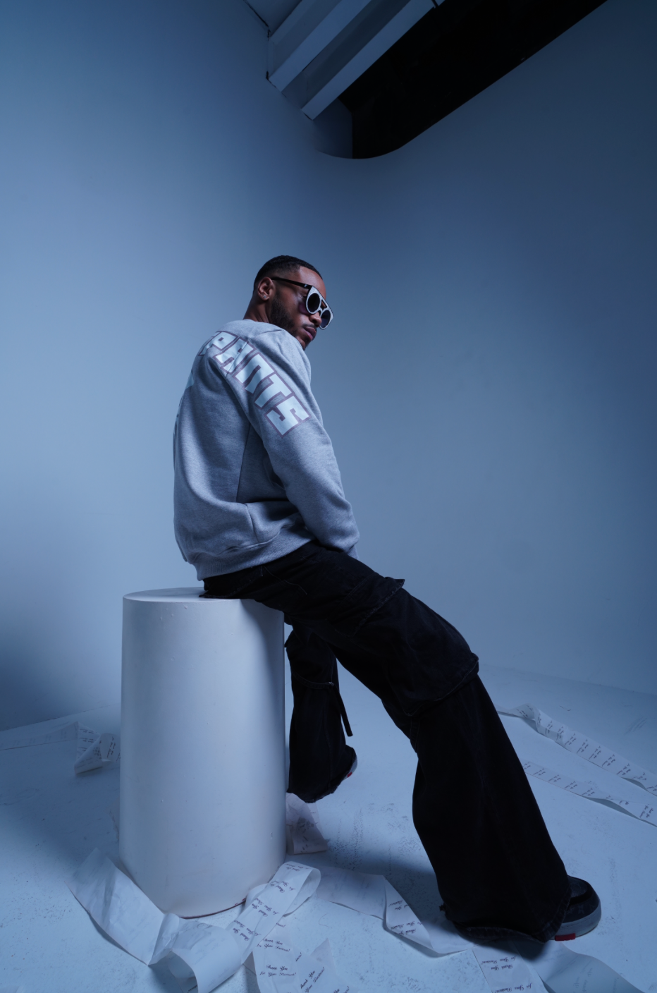 3d puff Grey SweatPants Crewneck