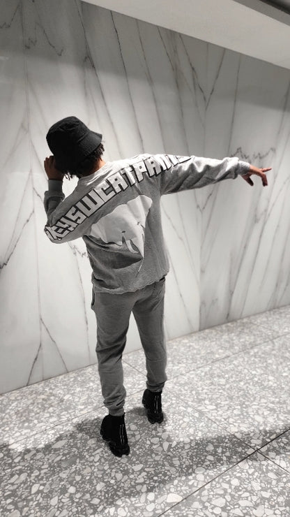 3d puff Grey SweatPants Crewneck