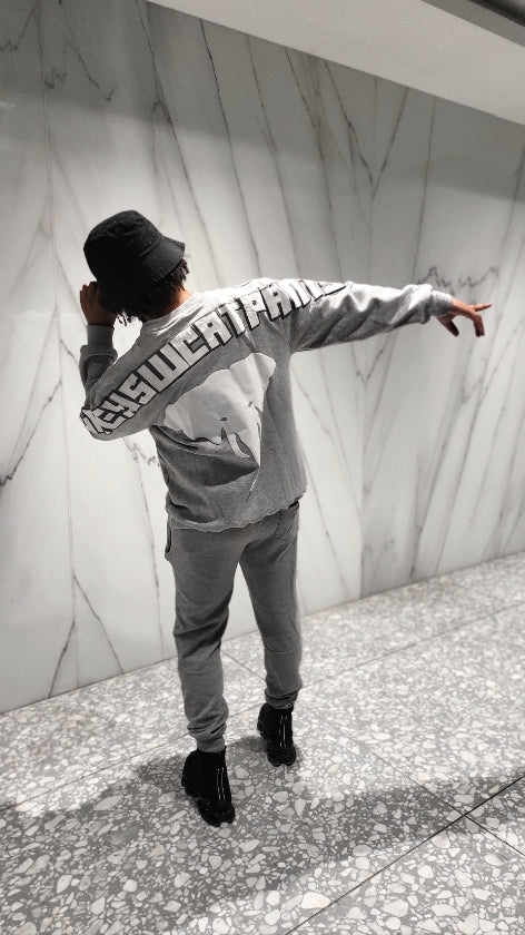 3d puff Grey SweatPants Crewneck